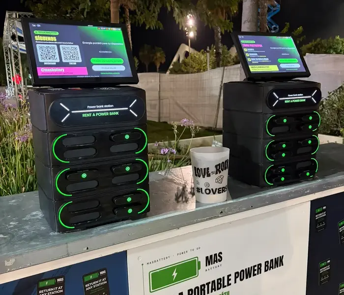 MasBattery stations lit up at night at Love to Rock 2026